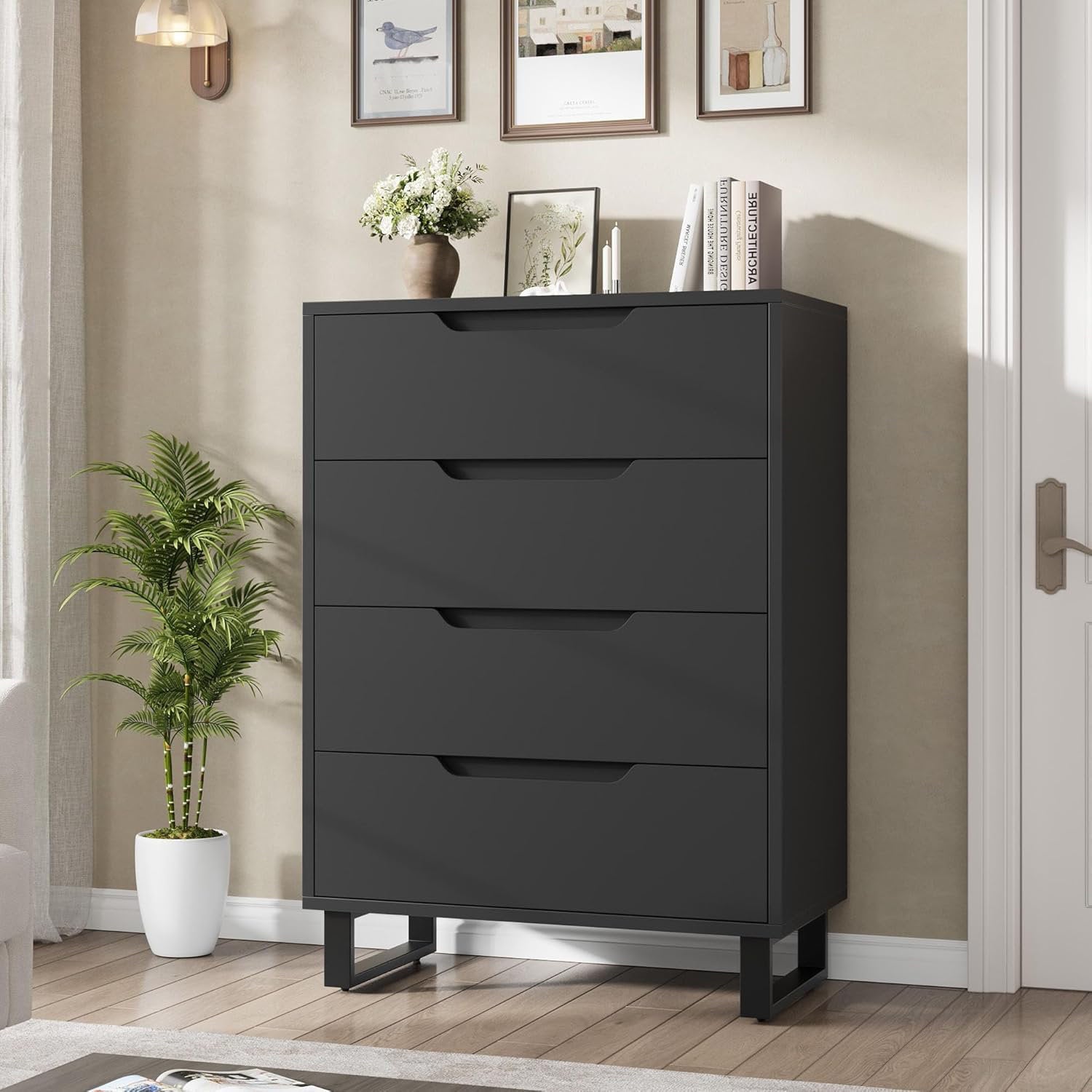 Modern Matte Black Drawer Chest – Space Saving Storage Organizer