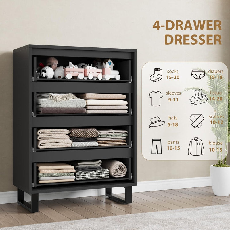 Modern Matte Black Drawer Chest – Space Saving Storage Organizer