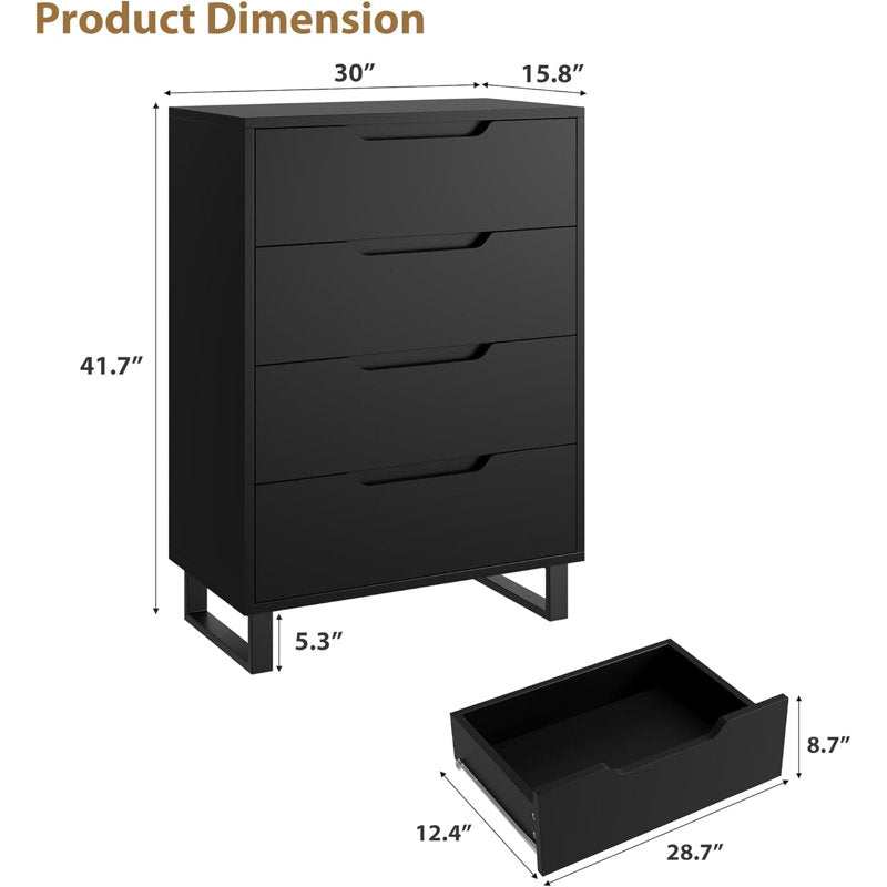 Modern Matte Black Drawer Chest – Space Saving Storage Organizer