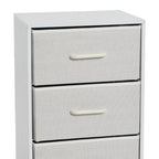 Slim White 4 Drawer Fabric Dresser, Narrow Storage Tower for Bedroom, Closet, or Small Spaces