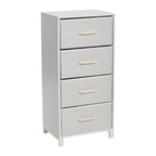 Slim White 4 Drawer Fabric Dresser, Narrow Storage Tower for Bedroom, Closet, or Small Spaces