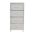 Slim White 4 Drawer Fabric Dresser, Narrow Storage Tower for Bedroom, Closet, or Small Spaces