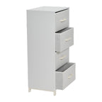Slim White 4 Drawer Fabric Dresser, Narrow Storage Tower for Bedroom, Closet, or Small Spaces