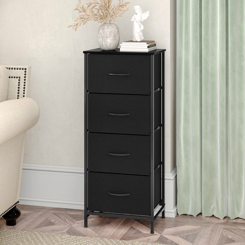 Compact Fabric Storage Cabinet with 4 Drawers, Space-Saving Vertical Dresser for Closet Organization