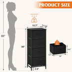 Compact Fabric Storage Cabinet with 4 Drawers, Space-Saving Vertical Dresser for Closet Organization