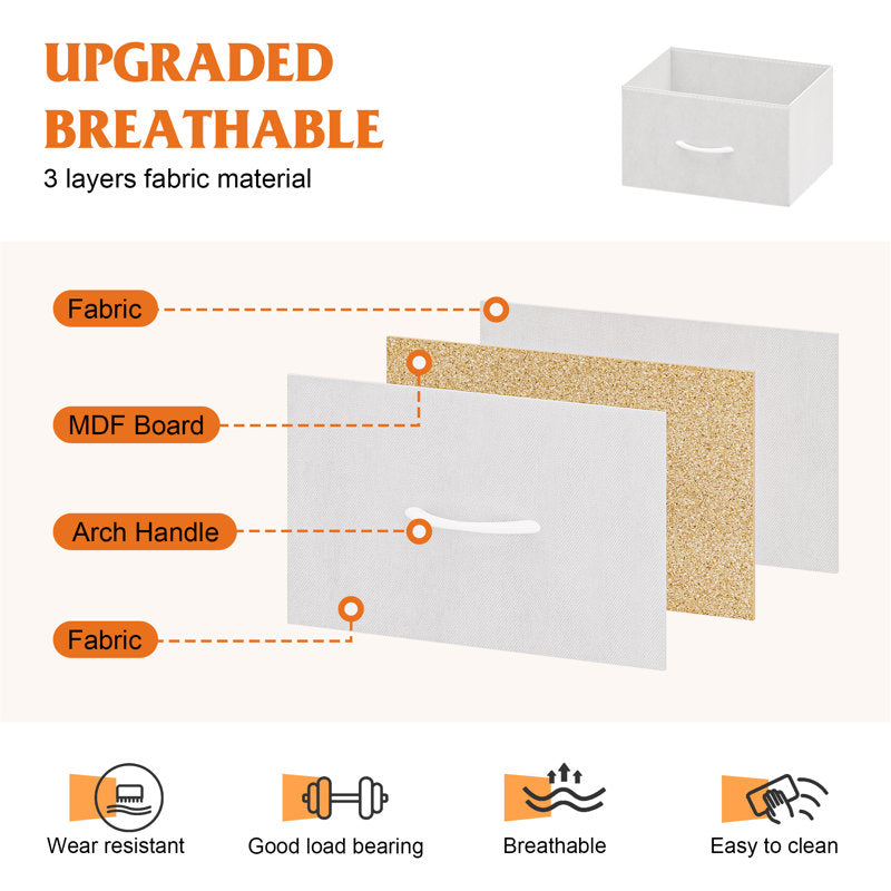 Compact Fabric Storage Cabinet with 4 Drawers, Space-Saving Vertical Dresser for Closet Organization