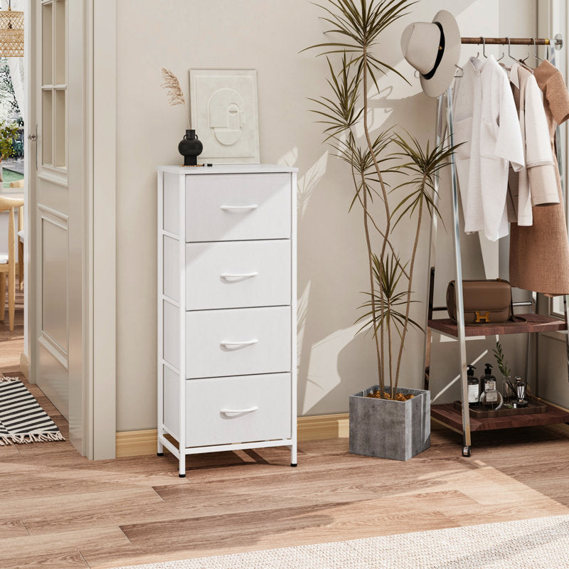 Compact Fabric Storage Cabinet with 4 Drawers, Space-Saving Vertical Dresser for Closet Organization