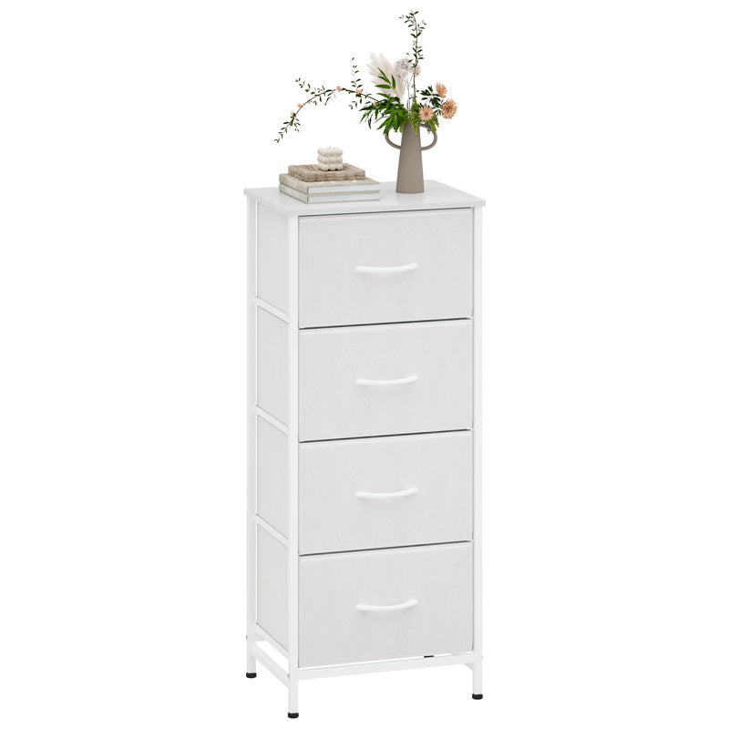 Compact Fabric Storage Cabinet with 4 Drawers, Space-Saving Vertical Dresser for Closet Organization