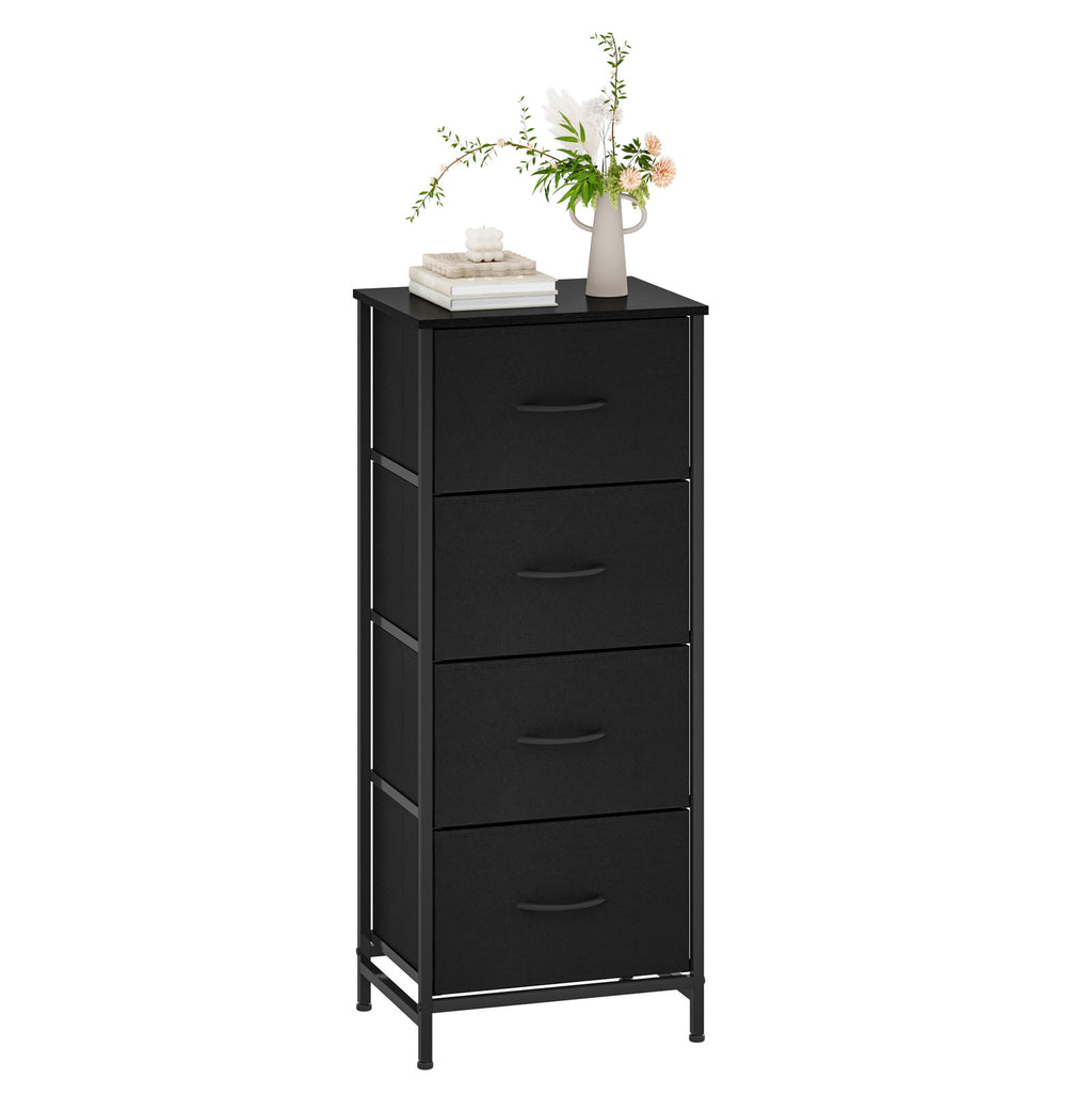 Compact Fabric Storage Cabinet with 4 Drawers, Space-Saving Vertical Dresser for Closet Organization
