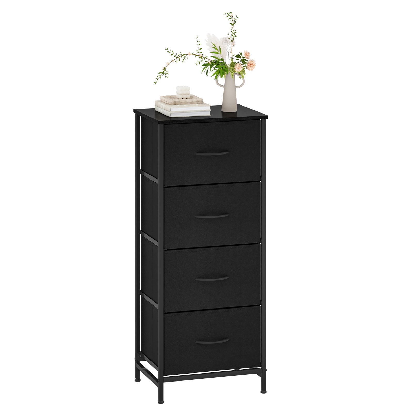 Compact Fabric Storage Cabinet with 4 Drawers, Space-Saving Vertical Dresser for Closet Organization