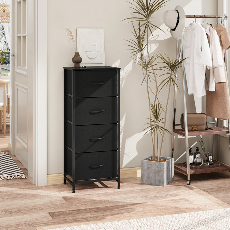 Compact Fabric Storage Cabinet with 4 Drawers, Space-Saving Vertical Dresser for Closet Organization