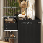 Modern Fluted Drawer Chest, 4 Drawer Bedroom Storage Cabinet with Gold Hardware and Elevated Legs