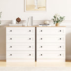 Modern 4 Drawer Dresser with Natural Wood Top, Black Knobs, Bedroom Storage Chest Organizer