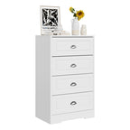 Classic Black Chest of Drawers, 4 Drawer Storage Cabinet with Brushed Nickel Cup Pulls for Bedroom
