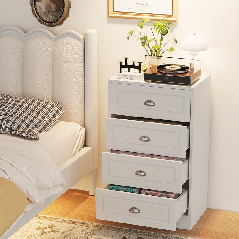 Classic Black Chest of Drawers, 4 Drawer Storage Cabinet with Brushed Nickel Cup Pulls for Bedroom