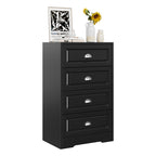 Classic Black Chest of Drawers, 4 Drawer Storage Cabinet with Brushed Nickel Cup Pulls for Bedroom