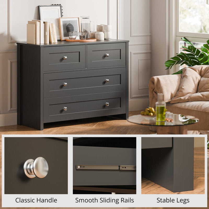 Elegant Bedroom Dresser with 4 Large Drawers and Modern Design