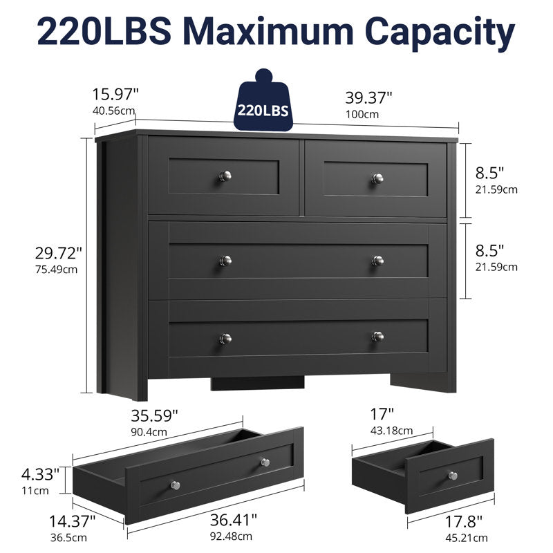 Elegant Bedroom Dresser with 4 Large Drawers and Modern Design