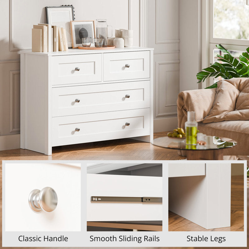 Elegant Bedroom Dresser with 4 Large Drawers and Modern Design