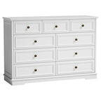 Classic White 9-Drawer Dresser in Neutral Bedroom Setting