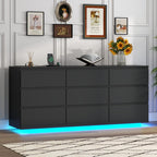 Modern LED 6-Drawer Dresser with Floating Base Light