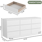 Modern LED 6-Drawer Dresser with Floating Base Light