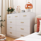 Stylish White Chest of Drawers with Gold Accents for Modern Interiors