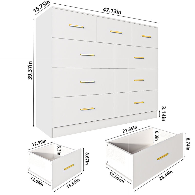 Stylish White Chest of Drawers with Gold Accents for Modern Interiors
