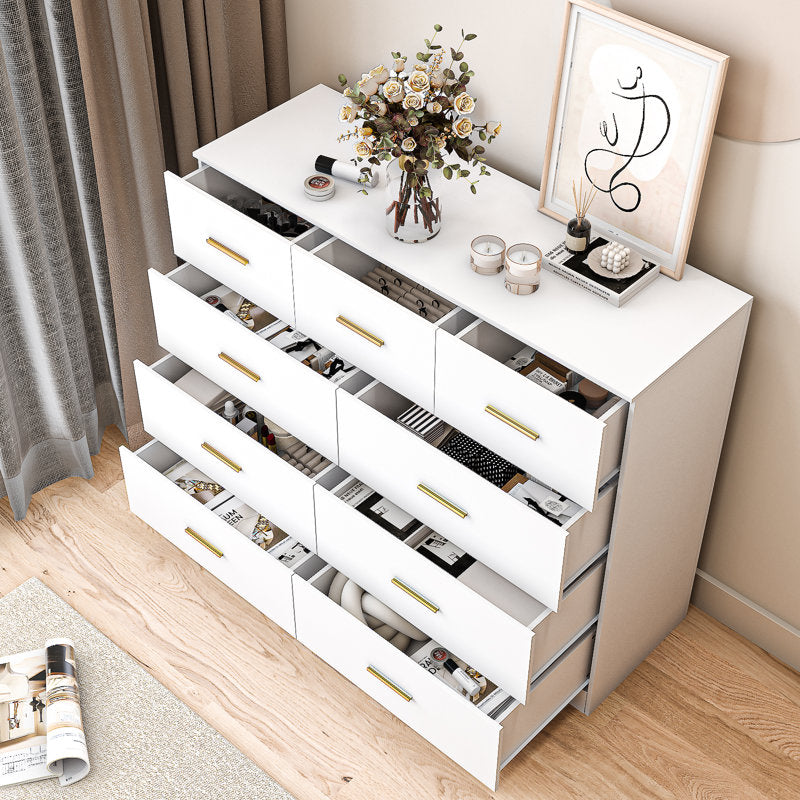 Stylish White Chest of Drawers with Gold Accents for Modern Interiors