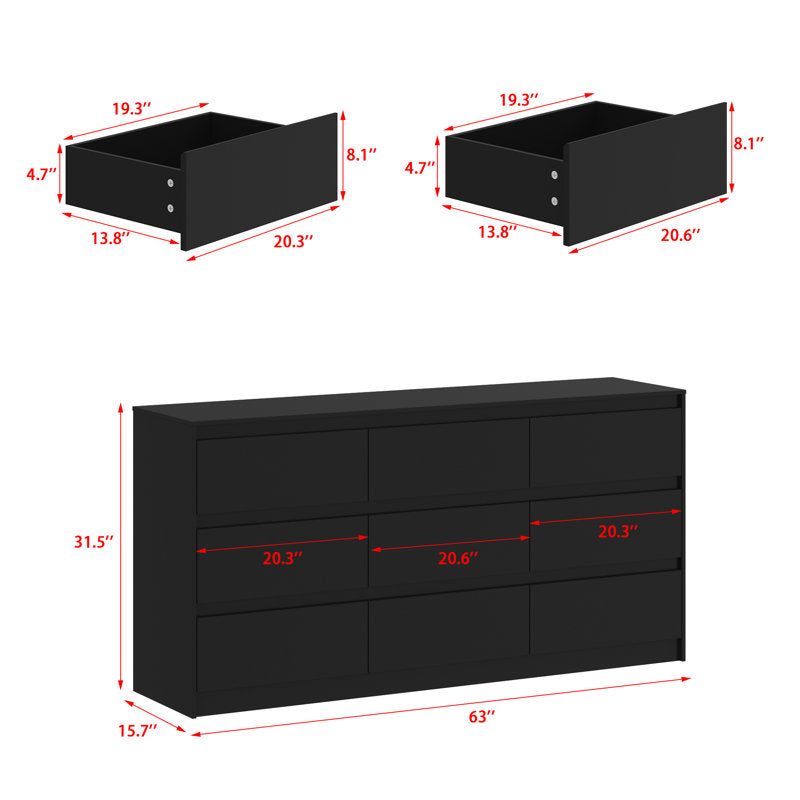 Minimalist Double Dresser with Wide Storage Drawers