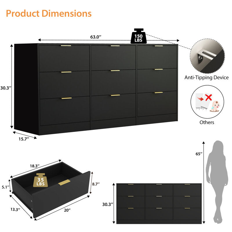 Minimalist Bedroom Dresser with Spacious Drawers and Clean Lines