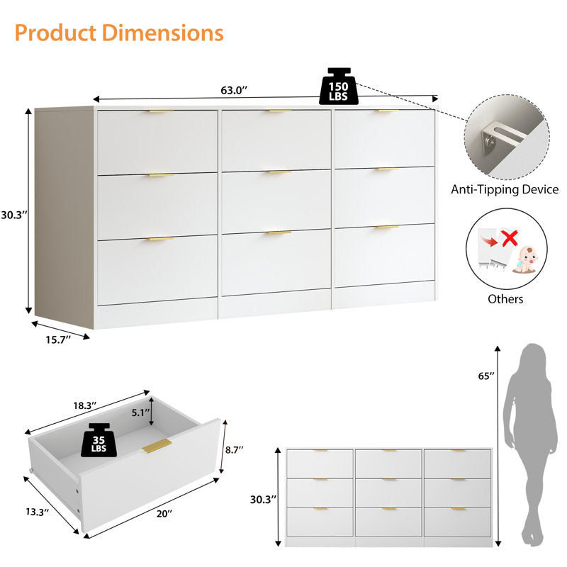 Minimalist Bedroom Dresser with Spacious Drawers and Clean Lines