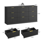 Modern 6-Drawer Dresser with Fluted Front and Gold Handles
