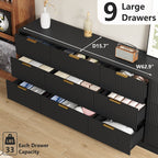 Modern 6-Drawer Dresser with Fluted Front and Gold Handles