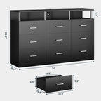 Modern Black Chest of Drawers with Illuminated Shelf and Sleek Design