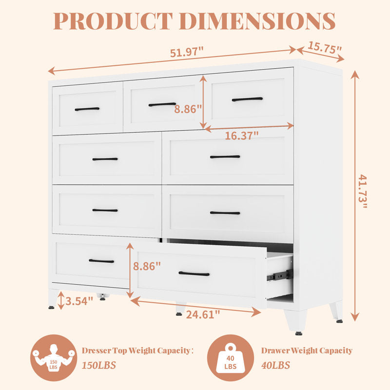 Traditional White Bedroom Dresser with Elegant Panel Design