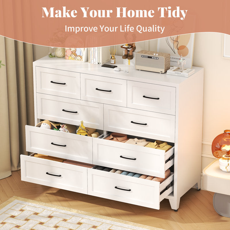 Traditional White Bedroom Dresser with Elegant Panel Design
