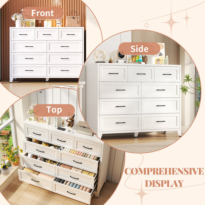 Traditional White Bedroom Dresser with Elegant Panel Design