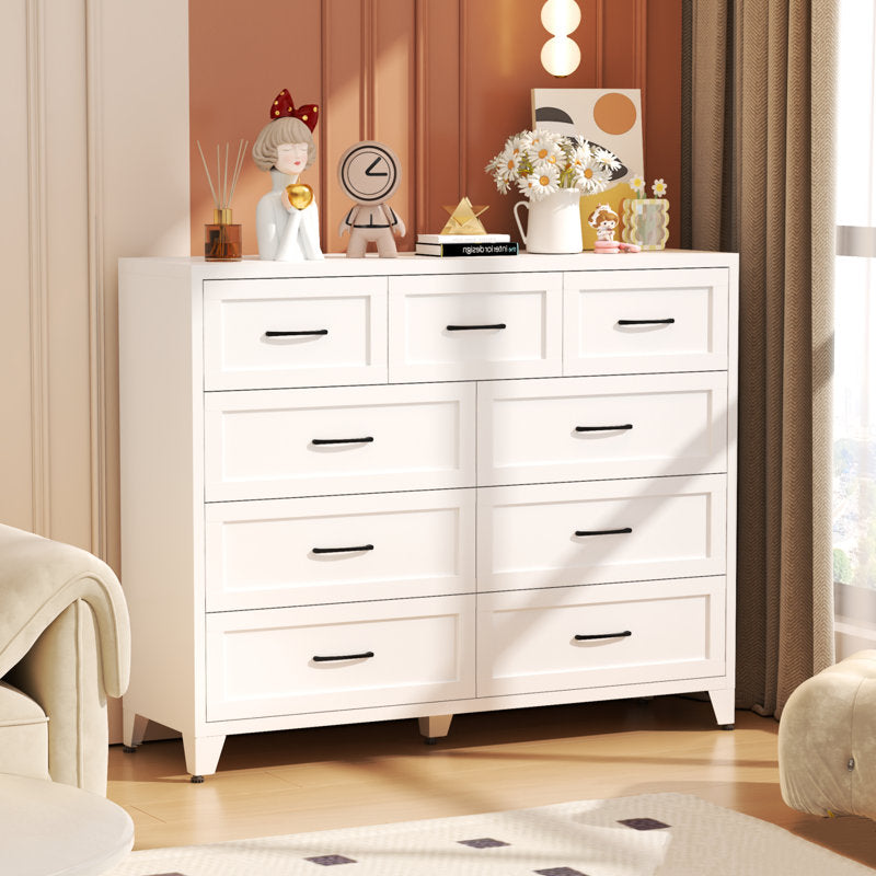 Traditional White Bedroom Dresser with Elegant Panel Design