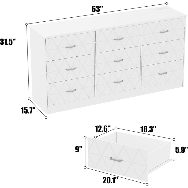Stylish Bedroom Dresser with Decorative Geometric Panels