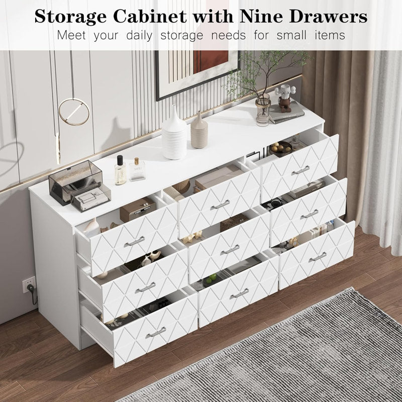 Stylish Bedroom Dresser with Decorative Geometric Panels