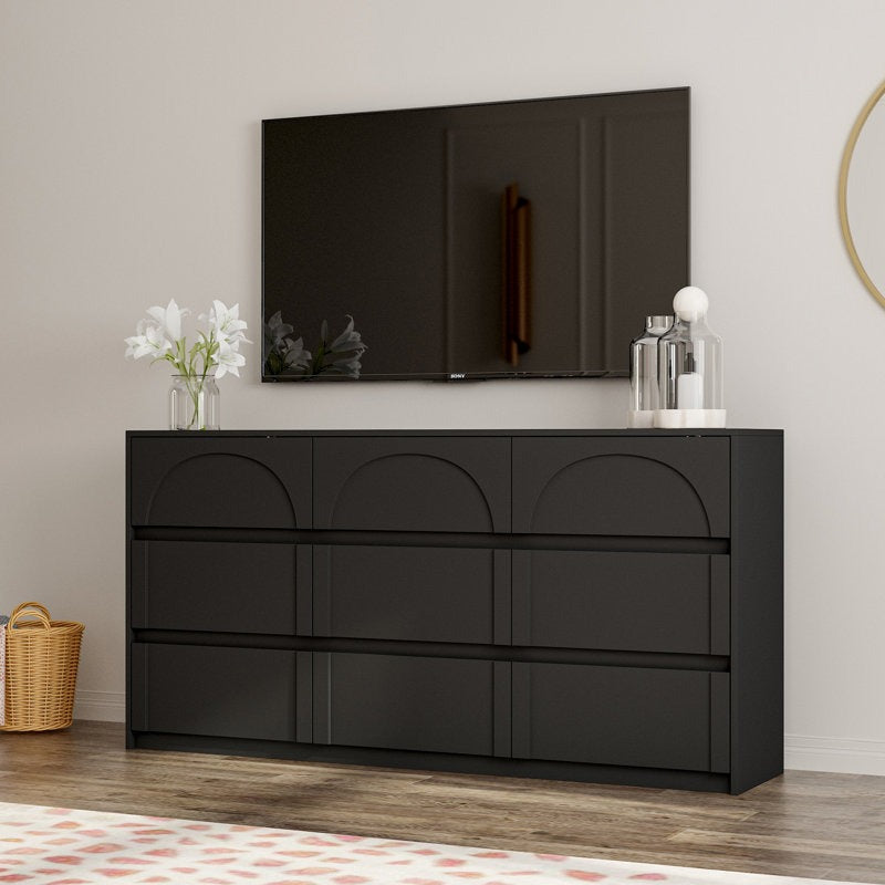 Elegant Bedroom Dresser with Minimalist and Sculpted Front