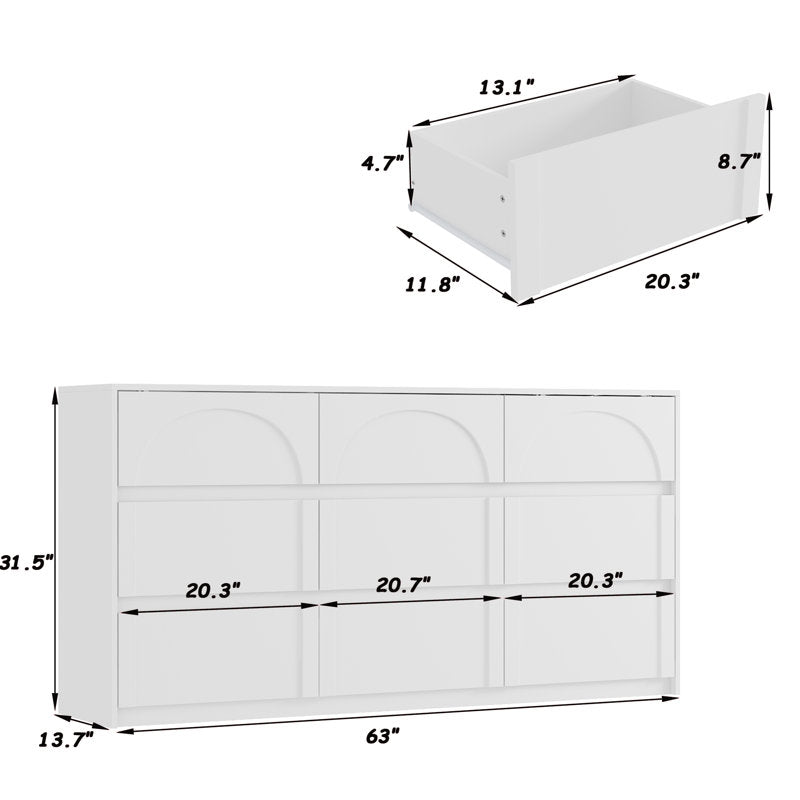 Elegant Bedroom Dresser with Minimalist and Sculpted Front