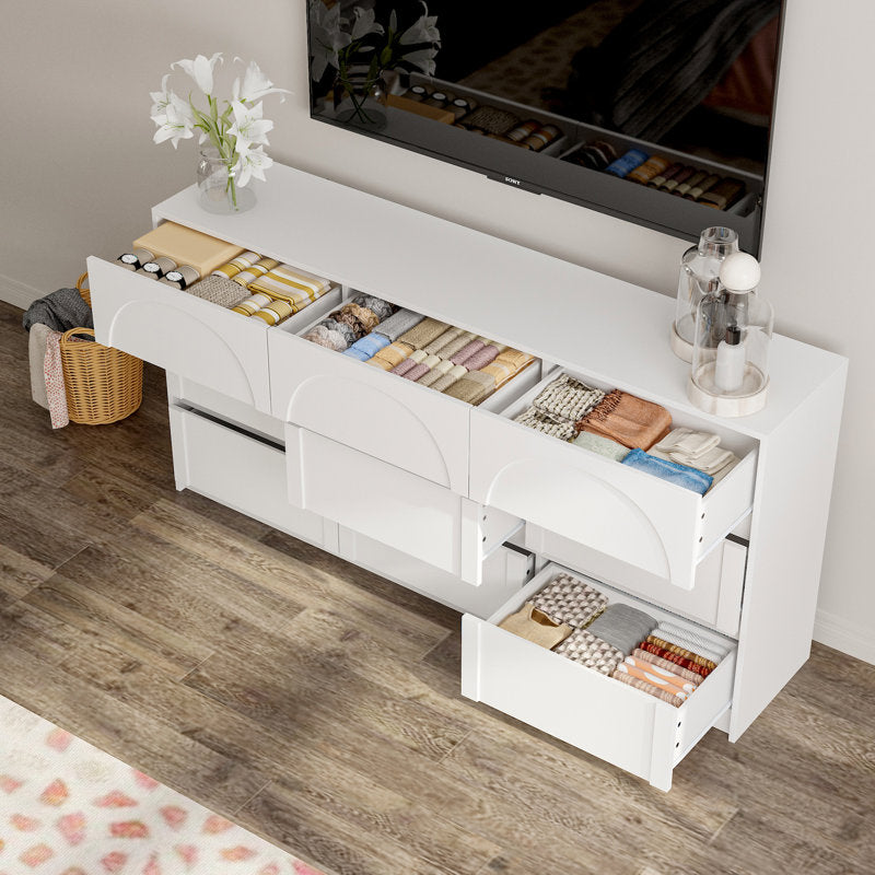 Elegant Bedroom Dresser with Minimalist and Sculpted Front