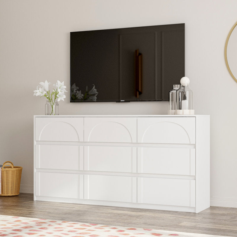 Elegant Bedroom Dresser with Minimalist and Sculpted Front