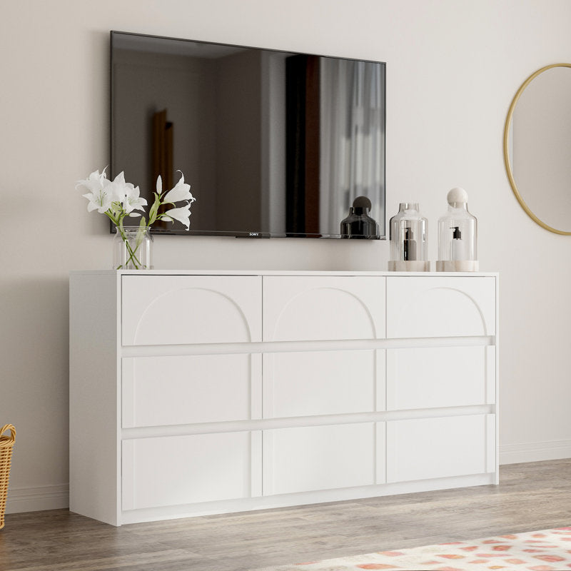 Elegant Bedroom Dresser with Minimalist and Sculpted Front