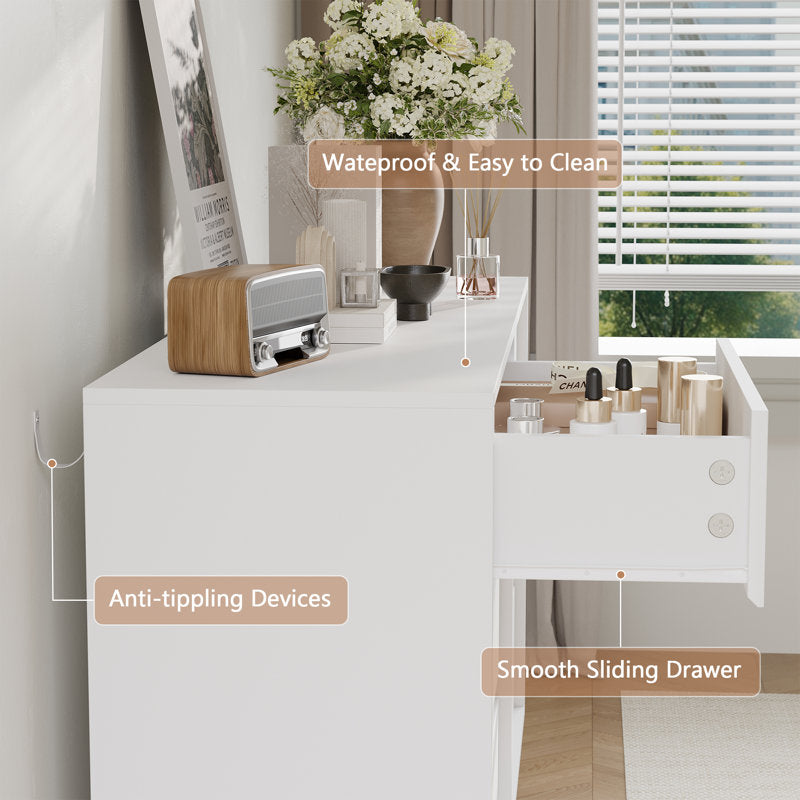 Contemporary Storage Dresser with Clean Lines and Wide Drawers