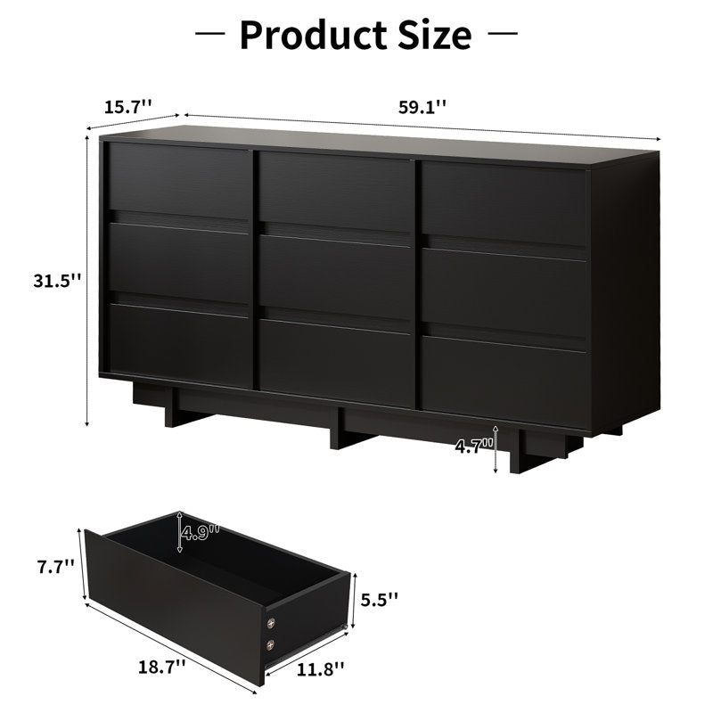 Contemporary Storage Dresser with Clean Lines and Wide Drawers