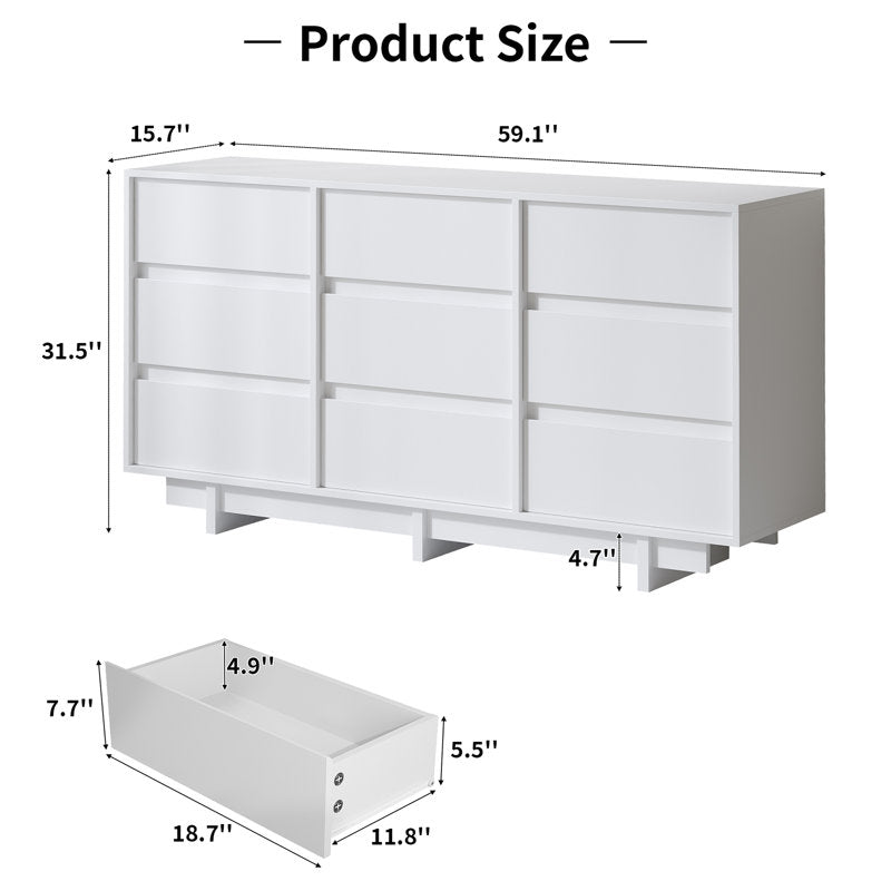 Contemporary Storage Dresser with Clean Lines and Wide Drawers