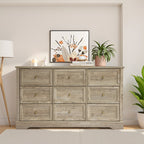 Classic 9-Drawer Dresser with Black Top and Round Knobs